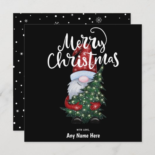 Cartes Pour Fêtes Annuelles Joyeux Noël Gnome Avec Parties scintillant Arbre d (Devant / Derrière)