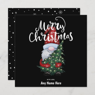Cartes Pour Fêtes Annuelles Joyeux Noël Gnome Avec Parties scintillant Arbre d