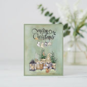 Cartes Pour Fêtes Annuelles Joyeux Noël Gnome Rustic Cosy Salutation (Debout devant)