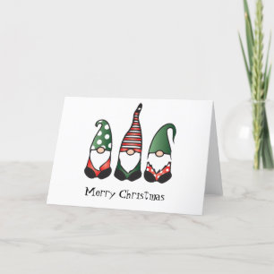 Cartes Pour Fêtes Annuelles Joyeux Noël Gnomes Rouge Vert