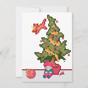 Cartes Pour Fêtes Annuelles Joyeux Noël gnoom arbre Pixelart, Pixel Art 