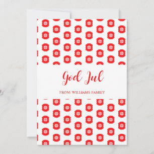 Cartes Pour Fêtes Annuelles Joyeux Noël God Jul motif scandinave rouge