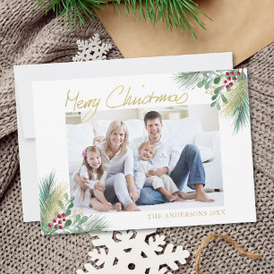 Cartes Pour Fêtes Annuelles Joyeux Noël Gold Berries Photo Noël