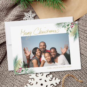 Cartes Pour Fêtes Annuelles Joyeux Noël Gold Berries Photo Noël
