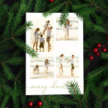 Cartes Pour Fêtes Annuelles Joyeux Noël Gold Calligraphie 5 Photo Élégante<br><div class="desc">Ce design comprend un Joyeux Noël,  un carte photo de script de calligraphie or,  avec un simple 5 colage photo modèle,  un design moderne et minimaliste,  un design de typographie stylisé,  Un minimum,  classique,  cartes photos de vacances.</div>
