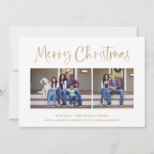 Cartes Pour Fêtes Annuelles Joyeux Noël | Gold Modern Multi Photo (Devant)