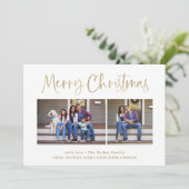 Cartes Pour Fêtes Annuelles Joyeux Noël | Gold Modern Multi Photo (Debout devant)