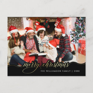 Cartes Pour Fêtes Annuelles Joyeux Noël Gold Script Vacances Photo