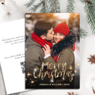 Cartes Pour Fêtes Annuelles Joyeux Noël Gold Sparken PHOTO code QR