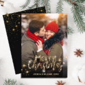Cartes Pour Fêtes Annuelles Joyeux Noël Gold Sparkle Script PHOTO Salutation