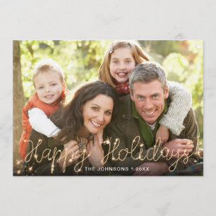 Cartes Pour Fêtes Annuelles Joyeux Noël Gold Sparkle Script PHOTO Salutation
