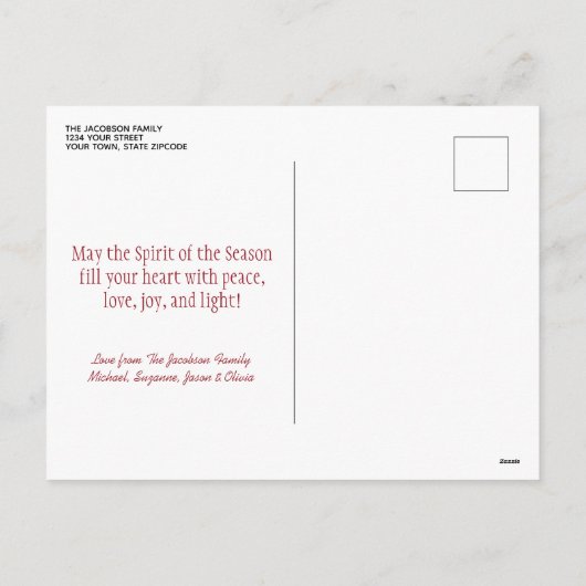 Cartes Pour Fêtes Annuelles Joyeux Noël! Golden Lights Tree sur Red Simple (Dos)