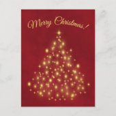 Cartes Pour Fêtes Annuelles Joyeux Noël! Golden Lights Tree sur Red Simple (Devant)