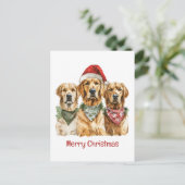 Cartes Pour Fêtes Annuelles Joyeux Noël Golden Retriever Dogs (Debout devant)