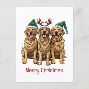 Cartes Pour Fêtes Annuelles Joyeux Noël Golden Retriever Dogs