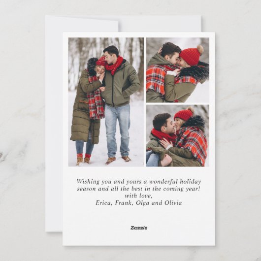 Cartes Pour Fêtes Annuelles Joyeux Noël Golden Sparkle 4 PHOTO Salutation (Dos)