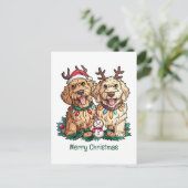 Cartes Pour Fêtes Annuelles Joyeux Noël Goldendoodle Chiens (Debout devant)
