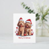 Cartes Pour Fêtes Annuelles Joyeux Noël Goldendoodle Chiens (Debout devant)