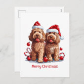 Cartes Pour Fêtes Annuelles Joyeux Noël Goldendoodle Chiens (Devant / Derrière)
