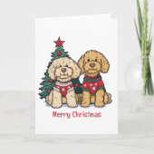 Cartes Pour Fêtes Annuelles Joyeux Noël Goldendoodle Chiens (Devant)