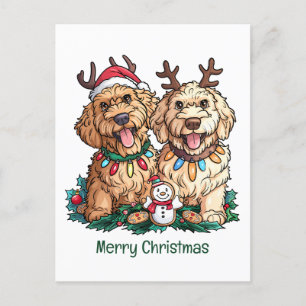 Cartes Pour Fêtes Annuelles Joyeux Noël Goldendoodle Chiens