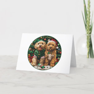 Cartes Pour Fêtes Annuelles Joyeux Noël Goldendoodle Chiens de chiot
