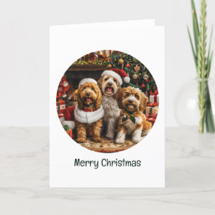Cartes Pour Fêtes Annuelles Joyeux Noël Goldendoodle Chiens de chiot