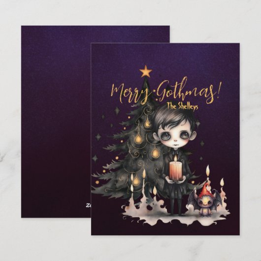 Cartes Pour Fêtes Annuelles Joyeux Noël gothique (Devant / Derrière)