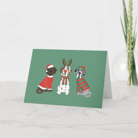Cartes Pour Fêtes Annuelles Joyeux Noël Grands Chiens Danois (Devant)