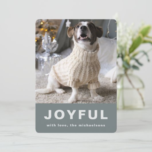 Cartes Pour Fêtes Annuelles Joyeux Noël Gray Snowflake Imprimer Photo (Debout devant)
