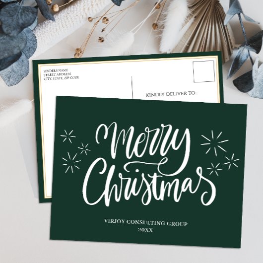Cartes Pour Fêtes Annuelles Joyeux Noël Green Calligraphie Entreprise Moderne