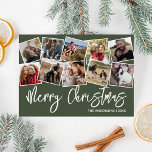 Cartes Pour Fêtes Annuelles Joyeux Noël Green Photo Collage<br><div class="desc">Découvrez nos élégants cartes de fin de année de Noël, un mélange de tradition et d'innovation qui fait chaud au coeur. Sur un arrière - plan de vert classique, ils présentent un collage à multiples facettes de 10 photos, qui résume parfaitement un an de moments chéris. Ces cartes, personnalisées avec...</div>