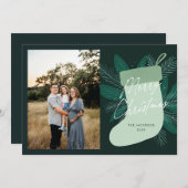 Cartes Pour Fêtes Annuelles Joyeux Noël Green Stocking (Devant / Derrière)