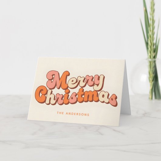 Cartes Pour Fêtes Annuelles Joyeux Noël Groovy Bold Script (Devant)