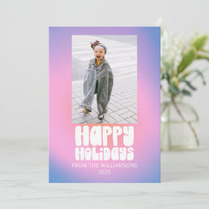 Cartes Pour Fêtes Annuelles Joyeux Noël Groovy Rétro Pastel Deux Photos