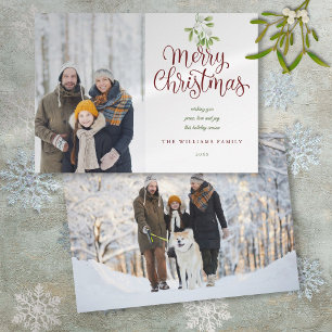 Cartes Pour Fêtes Annuelles Joyeux Noël Gui Élégant Script 2 Photo