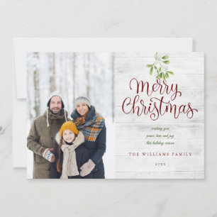 Cartes Pour Fêtes Annuelles Joyeux Noël Guirlande de gui en bois rustique 2 Ph