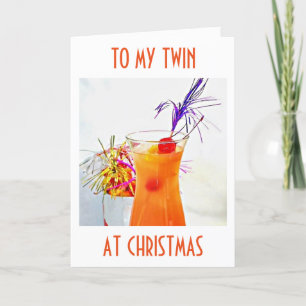 CARTES POUR FÊTES ANNUELLES JOYEUX NOËL/HEUREUX NOUVEL AN TWIN COCKTAIL