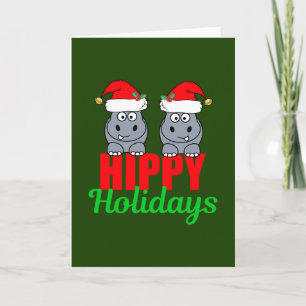 Cartes Pour Fêtes Annuelles Joyeux Noël Hippopotame Hippy Vacances