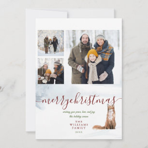 Cartes Pour Fêtes Annuelles Joyeux Noël hiver Fox 3 Photo Collage