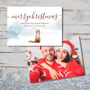 Cartes Pour Fêtes Annuelles Joyeux Noël hiver Fox Couple photo