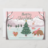 Cartes Pour Fêtes Annuelles Joyeux Noël Hiver Merveilleux Pays-Bas Bois Animau (Devant)
