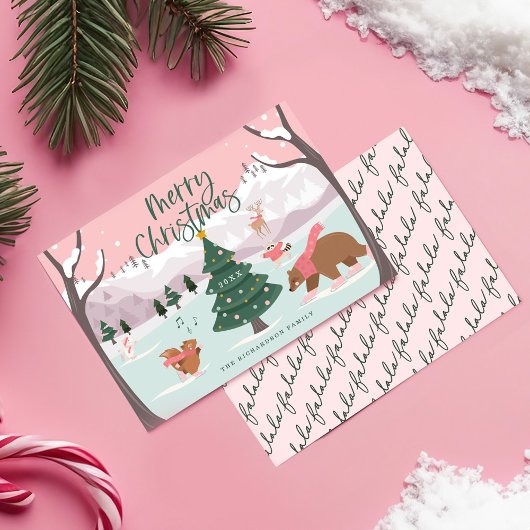 Cartes Pour Fêtes Annuelles Joyeux Noël Hiver Merveilleux Pays-Bas Bois Animau