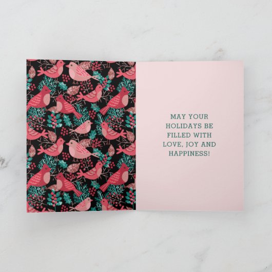 Cartes Pour Fêtes Annuelles Joyeux Noël hiver Red Bird Berries (Intérieur)