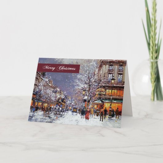Cartes Pour Fêtes Annuelles Joyeux Noël. Hiver Scène parisienne (Devant)