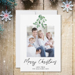 Cartes Pour Fêtes Annuelles Joyeux Noël hiver verdure Mistletoe photo<br><div class="desc">Cette carte de Noël simple et élégante est décorée avec de l'aquarelle,  de la verdure et de la typographie. Facilement personnalisable avec votre photo. Aquarelle originale © Michele Davies.</div>