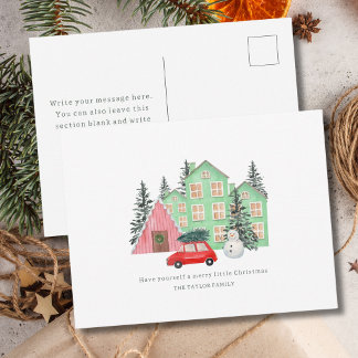 Cartes Pour Fêtes Annuelles Joyeux Noël hivernal cottage aquarelle vacances