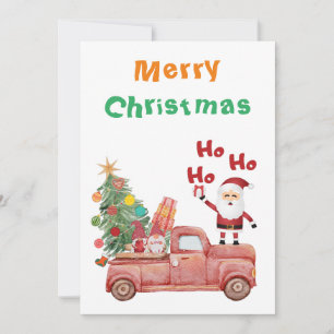 Cartes Pour Fêtes Annuelles Joyeux Noël Ho Ho Ho Père Noël drôle sur camion ro
