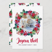 Cartes Pour Fêtes Annuelles Joyeux Noël Holiday Stocker Floral Wreath Photo (Devant / Derrière)