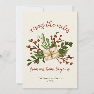 Cartes Pour Fêtes Annuelles Joyeux Noël Holly Berries à travers les kilomètres
